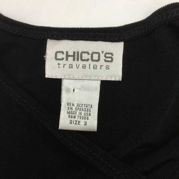 Chico's Travelers Black Sleeveless Dress Slinky Fabric No Iron size 12 - Picture 4 of 7